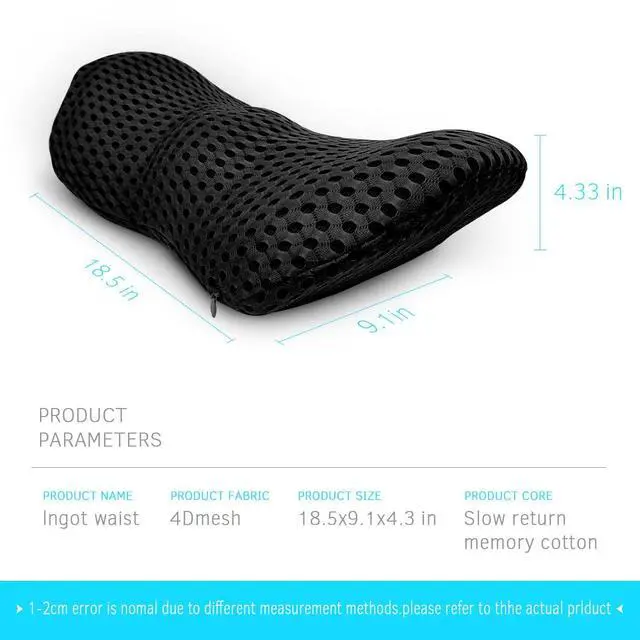 Alt view image 4 of 7 - Lumbar Support Pillow for Office Chair, Memory Foam Lumbar Pillow for Lower Back Pain Relief (Black)