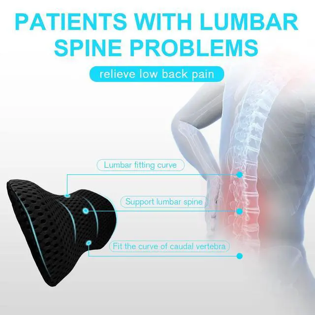 Alt view image 5 of 7 - Lumbar Support Pillow for Office Chair, Memory Foam Lumbar Pillow for Lower Back Pain Relief (Black)