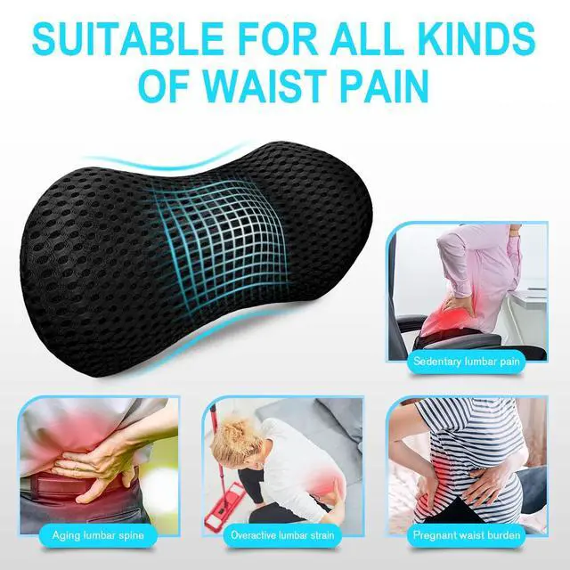Alt view image 6 of 7 - Lumbar Support Pillow for Office Chair, Memory Foam Lumbar Pillow for Lower Back Pain Relief (Black)