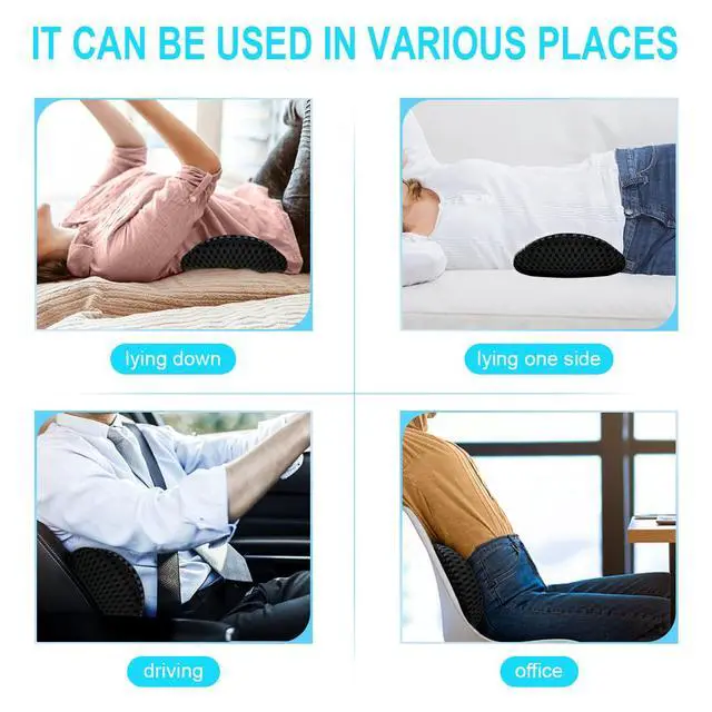 Alt view image 7 of 7 - Lumbar Support Pillow for Office Chair, Memory Foam Lumbar Pillow for Lower Back Pain Relief (Black)