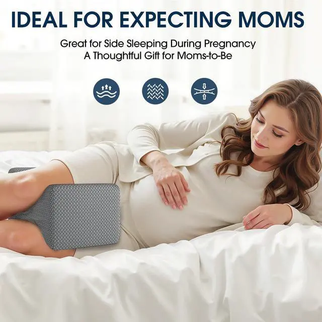 Alt view image 5 of 7 - Memory Foam Knee & Leg Pillow for Side Sleepers, Grey, Large | Ergonomic Supports Knees, Legs, Hips, Back and Spinal Alignment for Side Sleeping and Pregnancy, Removable Washable Cover