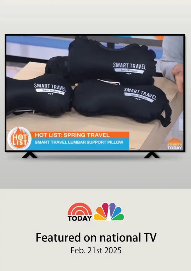 Alt view image 2 of 7 - Inflatable Lumbar Support Travel Pillow for Airplane Seat | Adjustable back support cushion for long flights, office & car; eases lower back discomfort; self-inflates, packs small