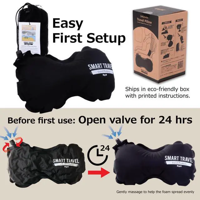 Alt view image 7 of 7 - Inflatable Lumbar Support Travel Pillow for Airplane Seat | Adjustable back support cushion for long flights, office & car; eases lower back discomfort; self-inflates, packs small