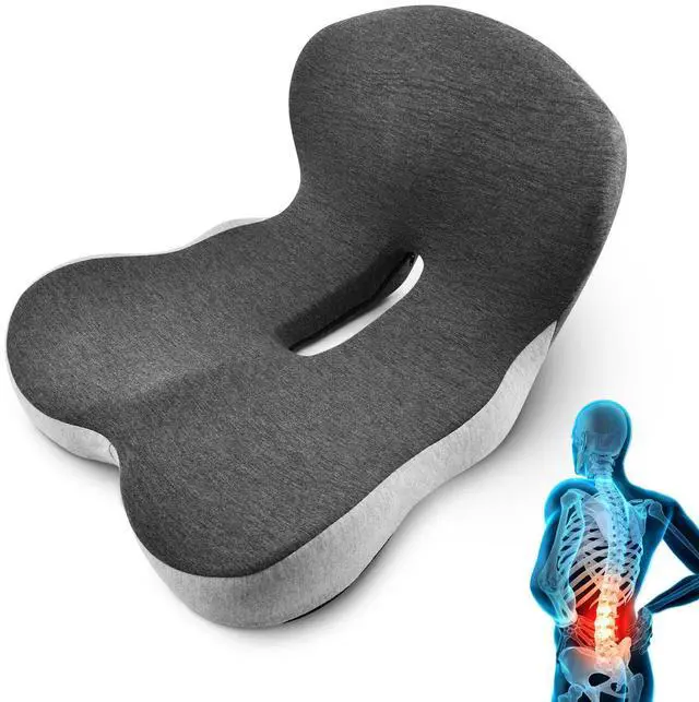 Main image of Memory Foam L-Shaped Integrated Seat Cushions, Butt Pillow with Back Support, Ergonomic Cushions with Lumbar Support, Office Chair Seat Cushion for Lower Back Tailbone Protection