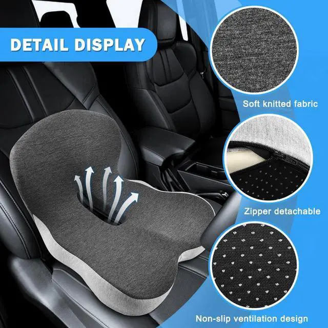 Alt view image 3 of 7 - Memory Foam L-Shaped Integrated Seat Cushions, Butt Pillow with Back Support, Ergonomic Cushions with Lumbar Support, Office Chair Seat Cushion for Lower Back Tailbone Protection
