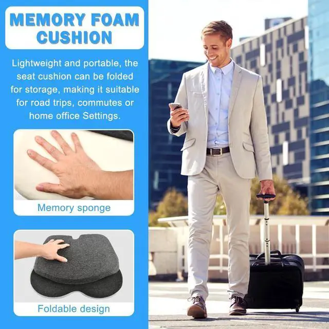 Alt view image 4 of 7 - Memory Foam L-Shaped Integrated Seat Cushions, Butt Pillow with Back Support, Ergonomic Cushions with Lumbar Support, Office Chair Seat Cushion for Lower Back Tailbone Protection