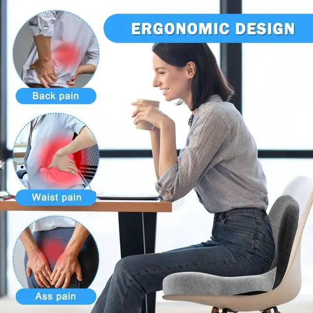 Alt view image 5 of 7 - Memory Foam L-Shaped Integrated Seat Cushions, Butt Pillow with Back Support, Ergonomic Cushions with Lumbar Support, Office Chair Seat Cushion for Lower Back Tailbone Protection