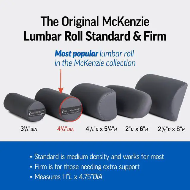 Alt view image 5 of 7 - The Original McKenzie Lumbar Roll Standard Density Low Back Support | Lumbar support for office chair & car seat back support cushion, the preferred lumbar pillow by physical therapists, USA made