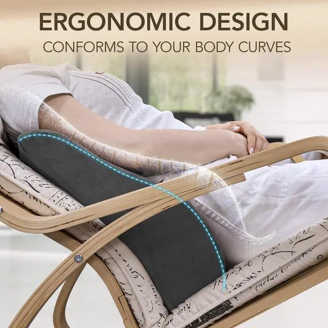 Alt view image 2 of 7 - Lumbar Support Pillow for Recliner,Large Memory Foam Back Support Cushion for Sofa & Gaming Chair, Ergonomic Backrest Pillow for Elderly, Comfortable Couch Cushion with Machine Washable Cover,Gray