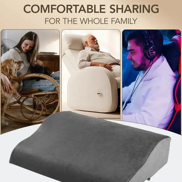 Alt view image 6 of 7 - Lumbar Support Pillow for Recliner,Large Memory Foam Back Support Cushion for Sofa & Gaming Chair, Ergonomic Backrest Pillow for Elderly, Comfortable Couch Cushion with Machine Washable Cover,Gray