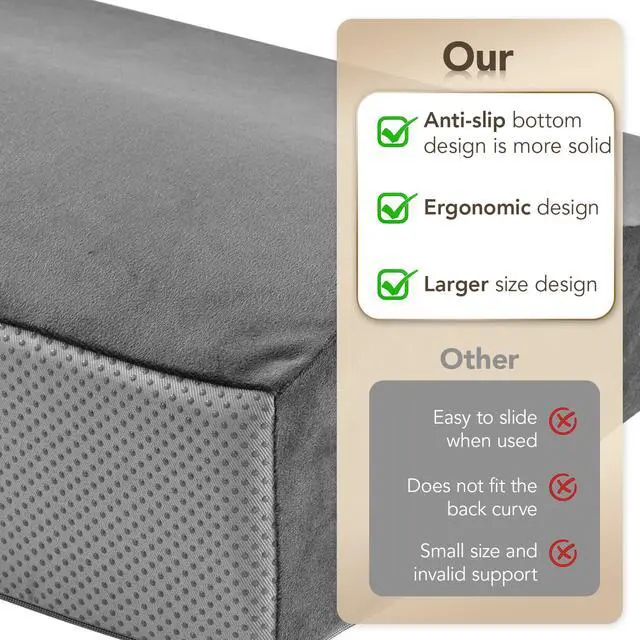 Alt view image 7 of 7 - Lumbar Support Pillow for Recliner,Large Memory Foam Back Support Cushion for Sofa & Gaming Chair, Ergonomic Backrest Pillow for Elderly, Comfortable Couch Cushion with Machine Washable Cover,Gray