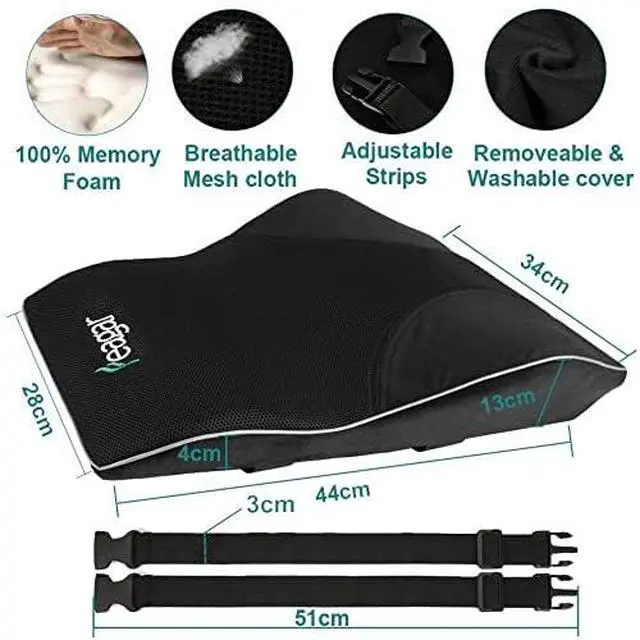 Alt view image 3 of 5 - Lumbar Support Pillow Back Support for Lower Back Pain Relief Improve Posture, Extra Large Memory Foam Pillows for Car Seat Office Chair Home, Mesh Cover Double Adjustable Straps, Black