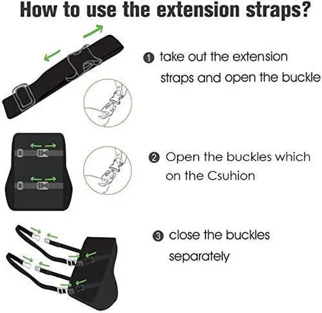 Alt view image 2 of 5 - Lumbar Support Pillow Back Support for Lower Back Pain Relief Improve Posture, Extra Large Memory Foam Pillows for Car Seat Office Chair Home, Mesh Cover Double Adjustable Straps, Black