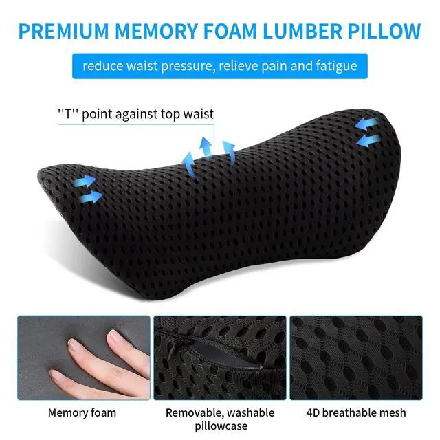 Alt view image 2 of 7 - Lumbar Pillow, Memory Foam Lumbar Support Pillow for Office Chair and Car Seat, Back Support Pillow for Lower Back Pain Relief, Support Cushion Back Pillow for Sleeping, Resting, Driving, Traveling