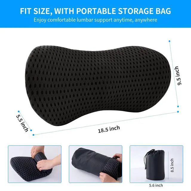 Alt view image 7 of 7 - Lumbar Pillow, Memory Foam Lumbar Support Pillow for Office Chair and Car Seat, Back Support Pillow for Lower Back Pain Relief, Support Cushion Back Pillow for Sleeping, Resting, Driving, Traveling