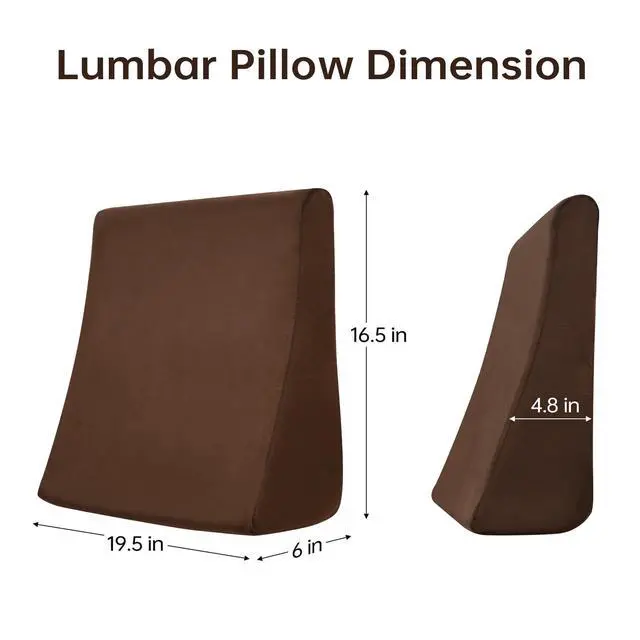 Alt view image 3 of 5 - Lumbar Support Pillow for Recliner, Ergonomic Back Support for Couch | Backrest Pillow, Improve Posture, Relieve Back Pain for Long Sitting & Elderly, for Armchair & Sofa, Removable Cover,Brown
