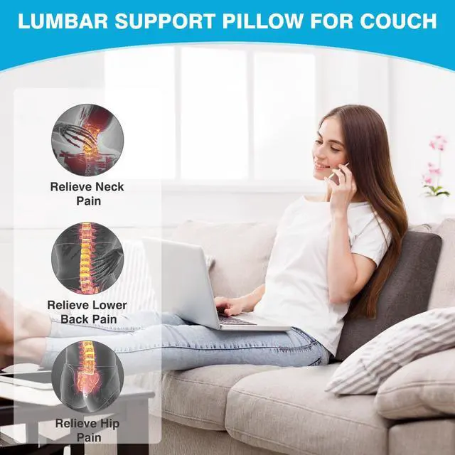 Alt view image 4 of 7 - Back Support Pillow for Recliner Dual Layer Lumbar Support Pillow with Gel Memory Foam Ergonomic Orthopedic Couch Lumbar Cushions for Elderly Lower Back Pain Relief Washable Cover Brown