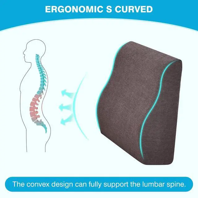 Alt view image 5 of 7 - Back Support Pillow for Recliner Dual Layer Lumbar Support Pillow with Gel Memory Foam Ergonomic Orthopedic Couch Lumbar Cushions for Elderly Lower Back Pain Relief Washable Cover Brown