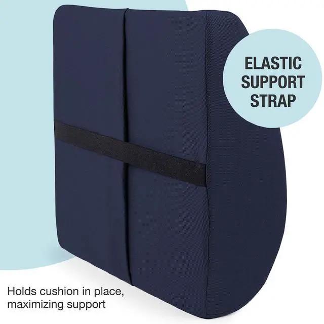 Alt view image 4 of 7 - Lumbar Support Pillow for Chair to Assist with Back Support with Removable Washable Cover to Ease Lower Back Pain and Discomfort while Improving Posture,14 x 13 x 5,Contoured Foam,Premium,Navy