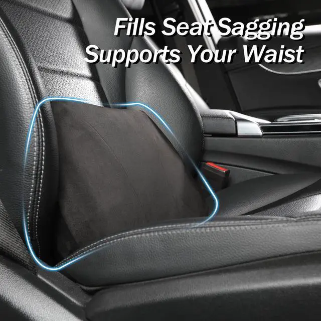 Alt view image 2 of 7 - Lumbar Support Pillow,Back Pain Relief Cushion,fits tightly around the waist,Memory Foam,Skin-friendly Suede Fabric,fit Car Drive,Office chair,Rest seat,Improve Posture,Portable,15.5''Lx 8.7''H