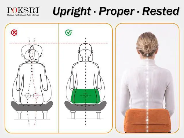 Alt view image 4 of 7 - Lumbar Support Pillow,Back Pain Relief Cushion,fits tightly around the waist,Memory Foam,Skin-friendly Suede Fabric,fit Car Drive,Office chair,Rest seat,Improve Posture,Portable,15.5''Lx 8.7''H