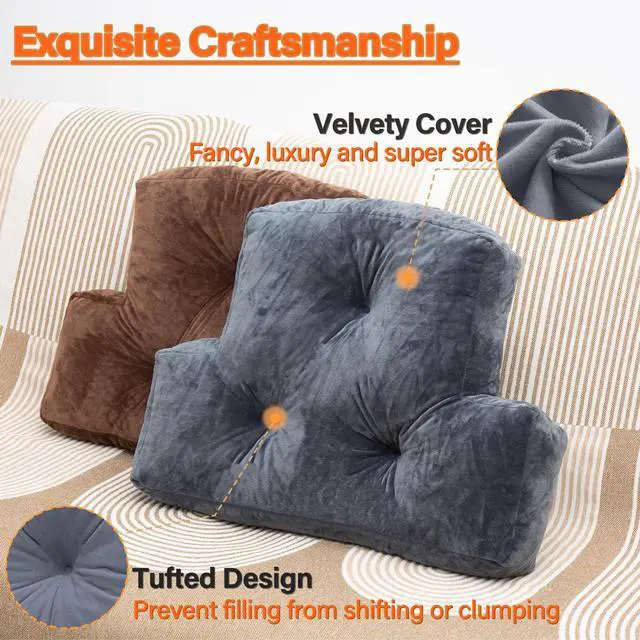 Alt view image 4 of 6 - Back Pillow for Chair, Memory Foam Lumbar Pillow for Back Support, Back Rest Cushion for Office, Sofa, Couch Sitting, Recliner, Bed and Lower Back Pain (Grey)