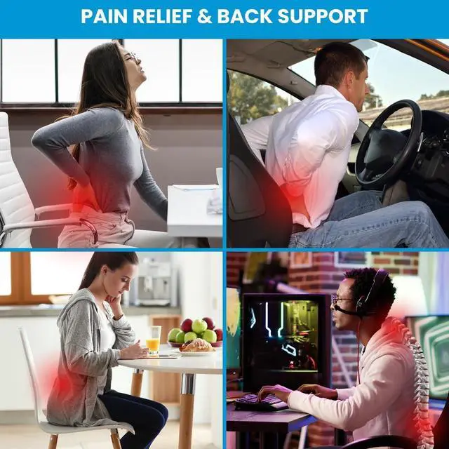 Alt view image 2 of 7 - Lumbar Support Pillow for Office Chair, Office Home Essentials,Gifts for Mom,Dad, Back Support Pillow for Car, Chair Cushions,Back Pain Relief Improve Posture,Mesh Cover Double Adjustable Straps
