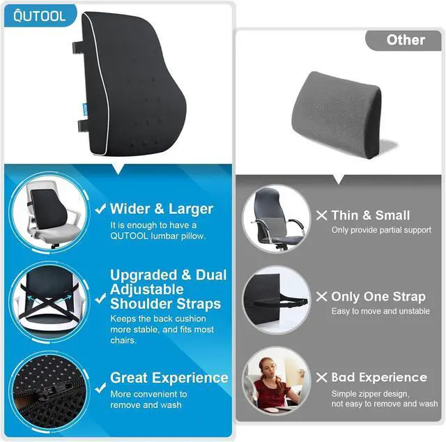 Alt view image 4 of 7 - Lumbar Support Pillow for Office Chair, Office Home Essentials,Gifts for Mom,Dad, Back Support Pillow for Car, Chair Cushions,Back Pain Relief Improve Posture,Mesh Cover Double Adjustable Straps