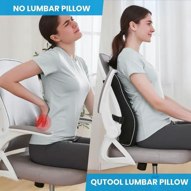 Alt view image 3 of 7 - Lumbar Support Pillow for Office Chair, Office Home Essentials,Gifts for Mom,Dad, Back Support Pillow for Car, Chair Cushions,Back Pain Relief Improve Posture,Mesh Cover Double Adjustable Straps