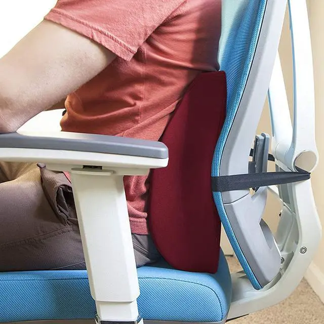 Alt view image 5 of 7 - Lumbar Support Pillow for Chair to Assist with Back Support with Removable Washable Cover to Ease Lower Back Pain while Improving Posture, 14 x 13 x 5, Contoured Foam, Premium,Burgundy