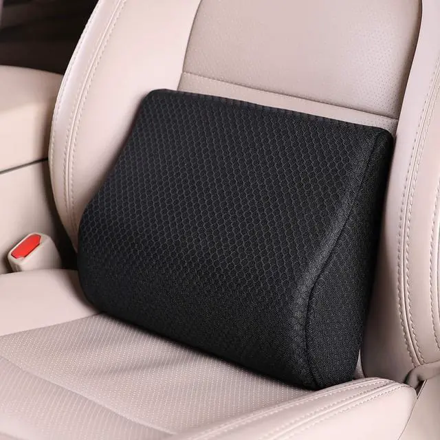 Main image of Memory Foam Lumbar Support Pillow for Car - Lower Back Support Cushion for Driving, Back Pain Relief for Car Seat, Office Chair, Wheelchair (Black)
