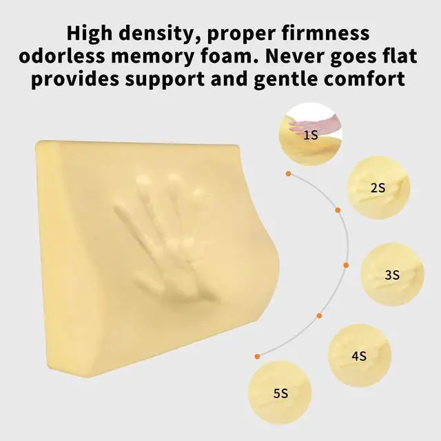 Alt view image 2 of 7 - Memory Foam Lumbar Support Pillow for Car - Lower Back Support Cushion for Driving, Back Pain Relief for Car Seat, Office Chair, Wheelchair (Black)