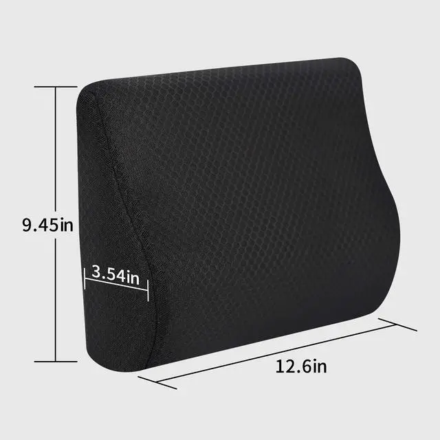Alt view image 7 of 7 - Memory Foam Lumbar Support Pillow for Car - Lower Back Support Cushion for Driving, Back Pain Relief for Car Seat, Office Chair, Wheelchair (Black)