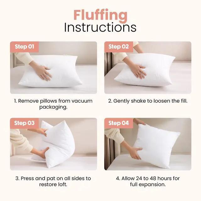 Alt view image 3 of 7 - 18x18 Pillow Inserts, White Throw Pillows for Couch, 2 Pack | 100% Virgin Filling, Indoor Cushion Inserts for bed, sofa & couch, Extra Filled, Supportive & Fluffy Decorative Pillows