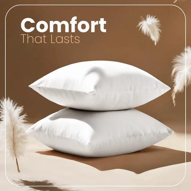 Alt view image 4 of 7 - 18x18 Pillow Inserts, White Throw Pillows for Couch, 2 Pack | 100% Virgin Filling, Indoor Cushion Inserts for bed, sofa & couch, Extra Filled, Supportive & Fluffy Decorative Pillows
