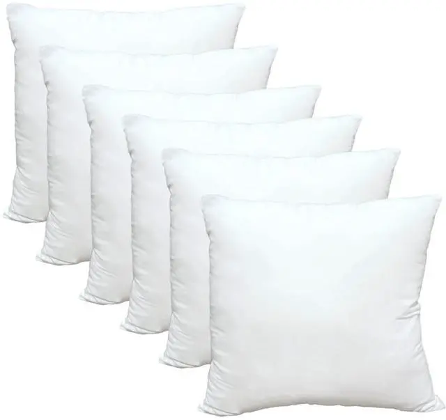 Main image of Luxury Throw Pillow Inserts, Pack of 6, 18 x 18 inches Hypoallergenic Ultra Soft White Polyester Microfiber Durable Couch Cushion Fillers