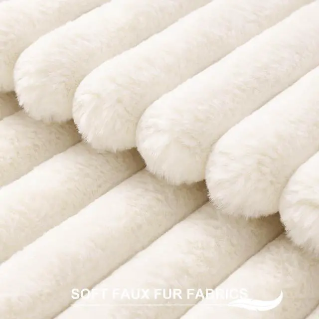 Alt view image 2 of 7 - Faux Fur Decorative Throw Pillow Covers 18x18 Set of 2, Cream White | Luxury Plush Texture, Striped Design, Cozy Soft Touch, Modern Home Accent Decor for Couch, Sofa, Bed, Living Room