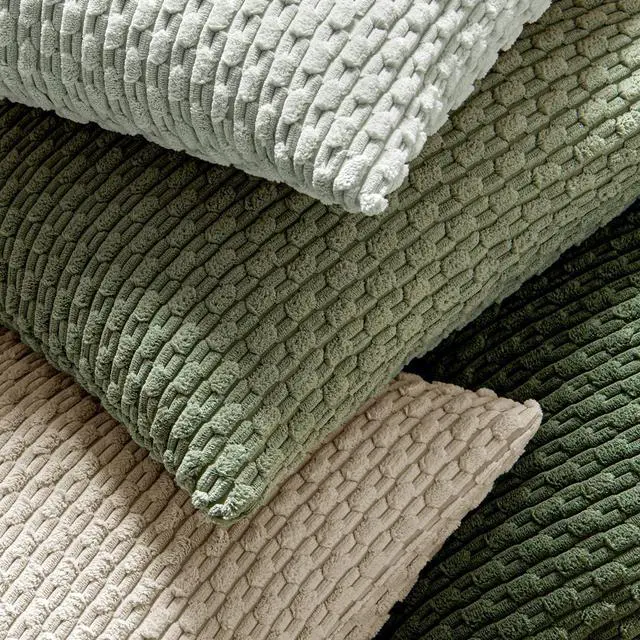 Alt view image 5 of 6 - Decorative Throw Pillow Covers 18x18 Sage Green Textured Corduroy | Pack of 2 Striped Pillow Covers Modern Farmhouse Home Decor for Couch Bed Sofa Living Room
