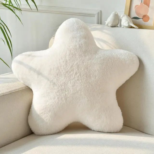 Main image of Star Pillow, Decorative Throw Pillows for Bed Couch, 15" Star Shaped Pillow Plush Floor Cushions Room Decor Pillow with Soft Faux Rabbit Fur for Sofa Bedroom Living Room