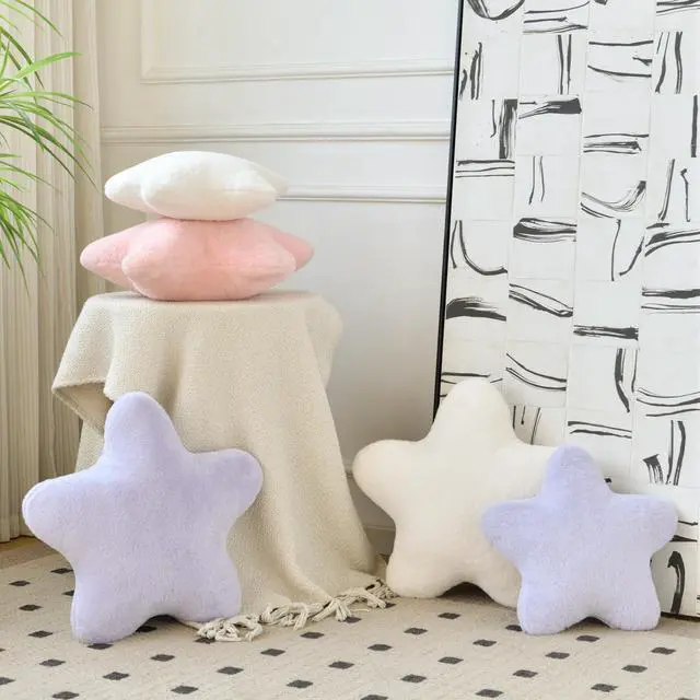 Alt view image 4 of 7 - Star Pillow, Decorative Throw Pillows for Bed Couch, 15" Star Shaped Pillow Plush Floor Cushions Room Decor Pillow with Soft Faux Rabbit Fur for Sofa Bedroom Living Room