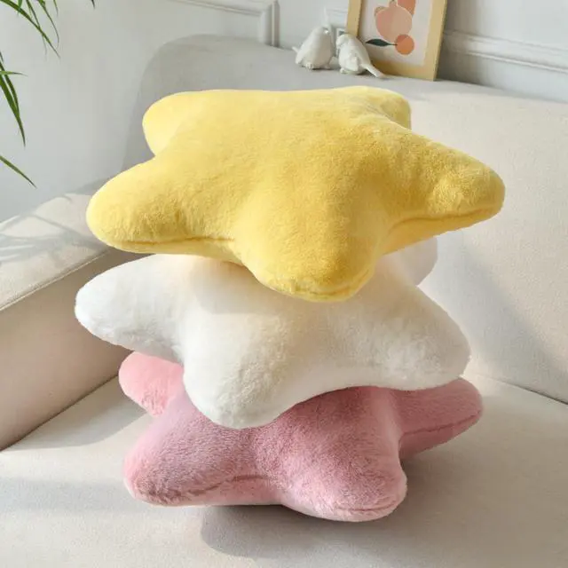 Alt view image 6 of 7 - Star Pillow, Decorative Throw Pillows for Bed Couch, 15" Star Shaped Pillow Plush Floor Cushions Room Decor Pillow with Soft Faux Rabbit Fur for Sofa Bedroom Living Room