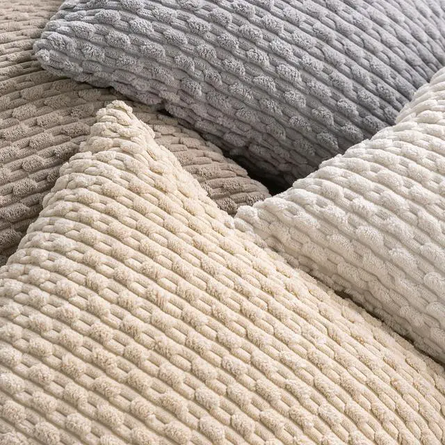 Alt view image 4 of 7 - Set of 4 Neutral Decorative Throw Pillow Covers 18x18 Inch Corduroy Pillow Covers for Bed Couch Sofa Living Room Soft Square Cushion Cases