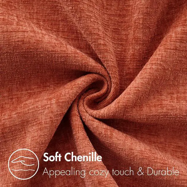 Alt view image 4 of 7 - Soft Chenille Fall Throw Pillow Covers Burnt Orange 18x18 Pack of 2 | Modern Fall Home Decor, Classic Decorative Pillows, Solid Dyed Cases, Boho Couch Cushion Covers for Sofa Bed Living Room