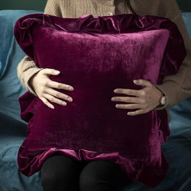Alt view image 3 of 7 - Velvet Throw Pillow Cover Soft Decorative Luxurious Solid Square Cushion Case for Sofa Couch Bedroom Farmhouse,Pack of 2, 18 x 18 Inches, Amaranth