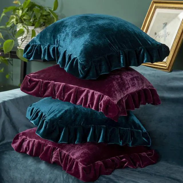 Alt view image 7 of 7 - Velvet Throw Pillow Cover Soft Decorative Luxurious Solid Square Cushion Case for Sofa Couch Bedroom Farmhouse,Pack of 2, 18 x 18 Inches, Amaranth