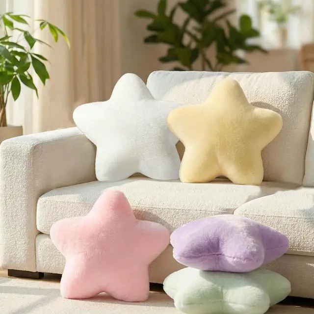 Alt view image 2 of 7 - 2PCS Star Pillow Set,15.35 Cute Yellow Decorative Throw Pillows for Bed | Star Shaped Throw Pillows, Soft Faux Plush,PP Cotton Filling, Aesthetic Pillow Cushion for Room Bedroom Sofa Couch Decor