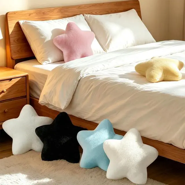 Alt view image 4 of 7 - 2PCS Star Pillow Set,15.35 Cute Yellow Decorative Throw Pillows for Bed | Star Shaped Throw Pillows, Soft Faux Plush,PP Cotton Filling, Aesthetic Pillow Cushion for Room Bedroom Sofa Couch Decor