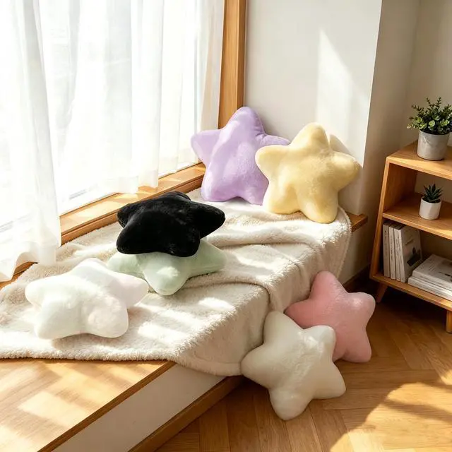 Alt view image 5 of 7 - 2PCS Star Pillow Set,15.35 Cute Yellow Decorative Throw Pillows for Bed | Star Shaped Throw Pillows, Soft Faux Plush,PP Cotton Filling, Aesthetic Pillow Cushion for Room Bedroom Sofa Couch Decor