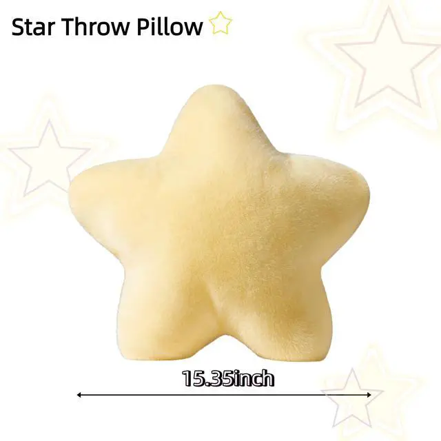 Alt view image 3 of 7 - 2PCS Star Pillow Set,15.35 Cute Yellow Decorative Throw Pillows for Bed | Star Shaped Throw Pillows, Soft Faux Plush,PP Cotton Filling, Aesthetic Pillow Cushion for Room Bedroom Sofa Couch Decor