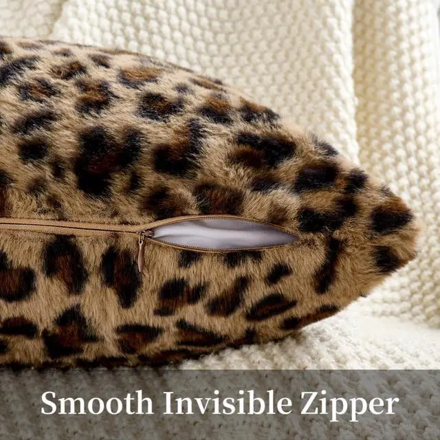 Alt view image 3 of 6 - Cheetah Pillow Covers Leopard Throw Pillow Covers Set of 2, 18x18 | Faux Fur Throw Pillow Covers Leopard Couch Pillow Covers Fluffy Soft Decorative for Home Living Room Bedroom